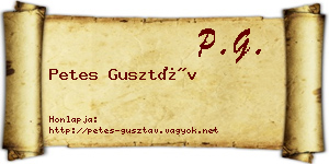 Petes Gusztáv névjegykártya